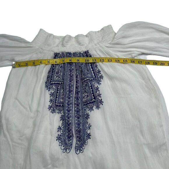 Tularosa Jacqueline Blue Embroidered Tunic Off shoulder Mini Dress White Size S - Picture 8 of 9